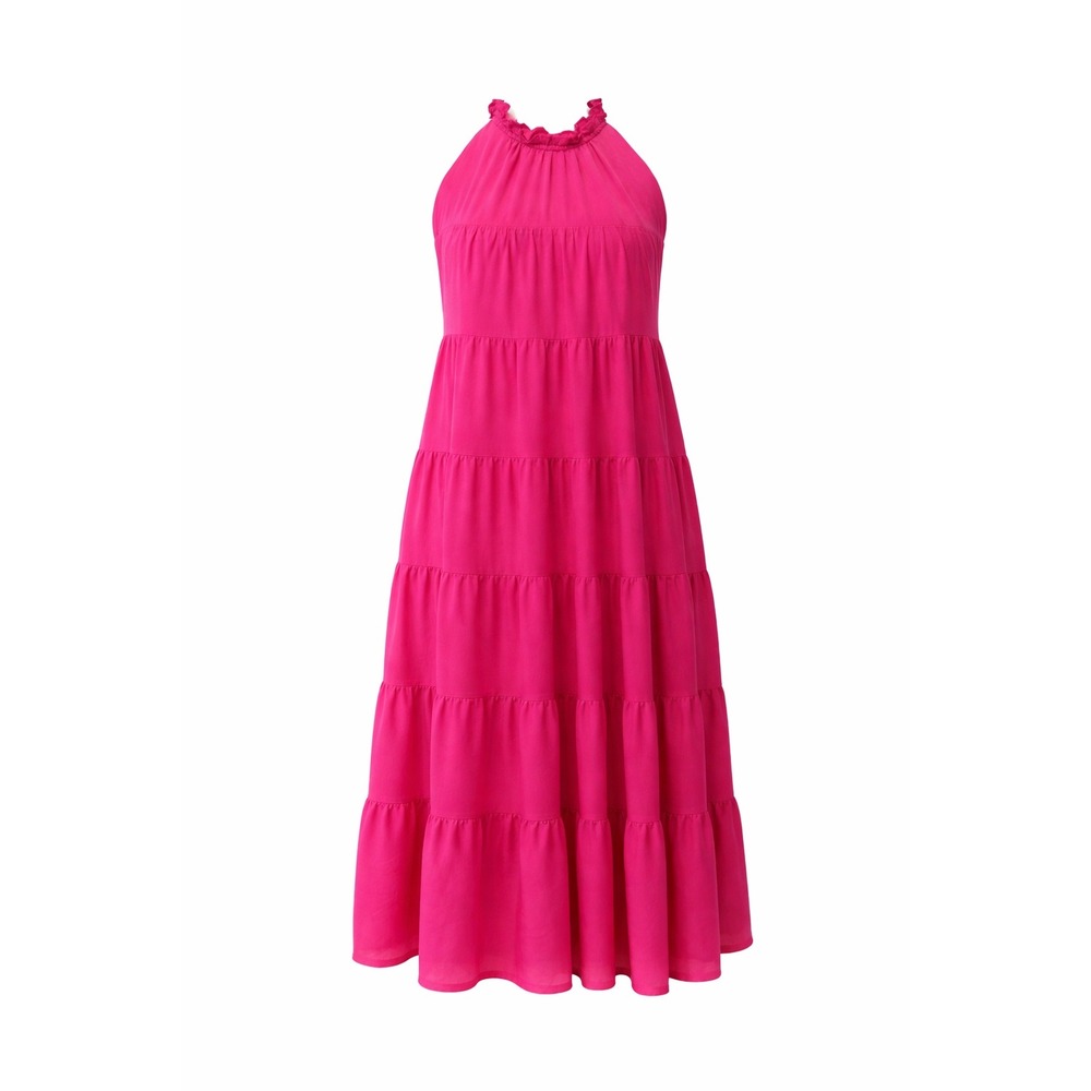 Haeof Pink Tiered Maxi Dress Ruffle  Sleeveless Casual  Dress‎ small